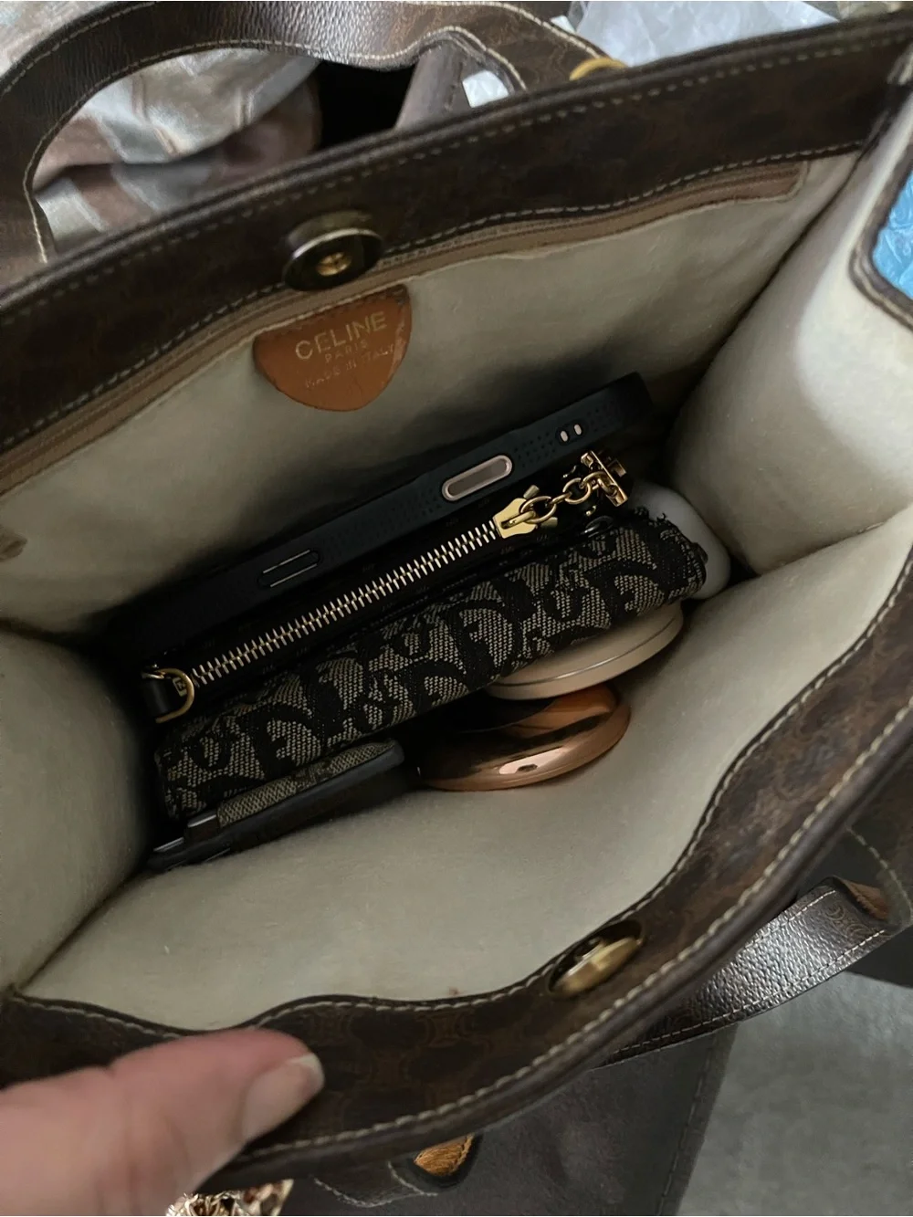 Authentic vintage Celine canvas satchel bag